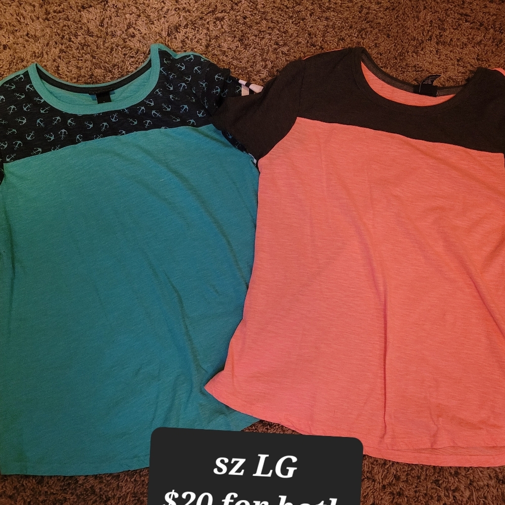 Rue21 Colorblock Short Sleeve Tees - Teal & Coral